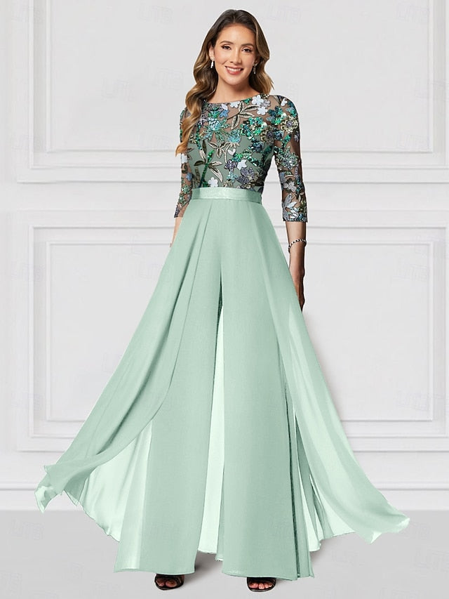 Wedding Jumpsuit the Mother Formal Floral of Bride Embroidered FashionChic