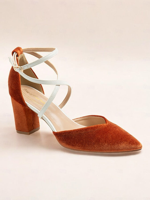 Chic - Heels Strap Two-Tone Ankle Suede Women's Elegant FashionChic