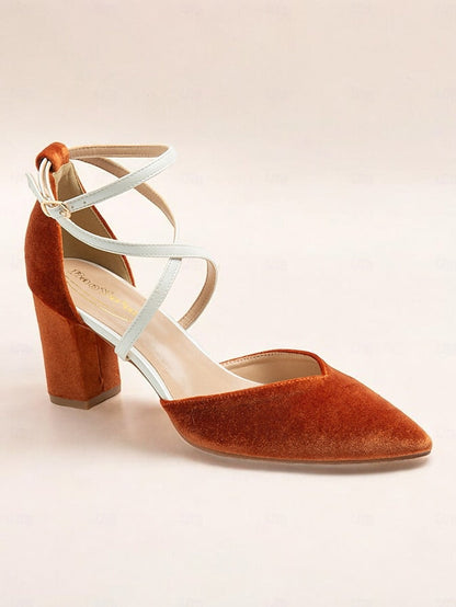 Chic - Heels Strap Two-Tone Ankle Suede Women's Elegant FashionChic