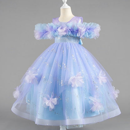 Special Girls' Flower Wedding Party Short Sleeve Dress Kids FashionChic