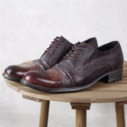 Vintage Genuine Dress Oxford Shoes Leather – Brogue Men's FashionChic