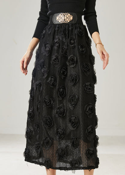 Natural Black Stereoscopic Floral Knit Skirts Summer AZ1047 shopify