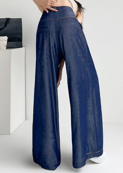 French Navy Pockets High Waist Denim Pants Summer NN007 shopify