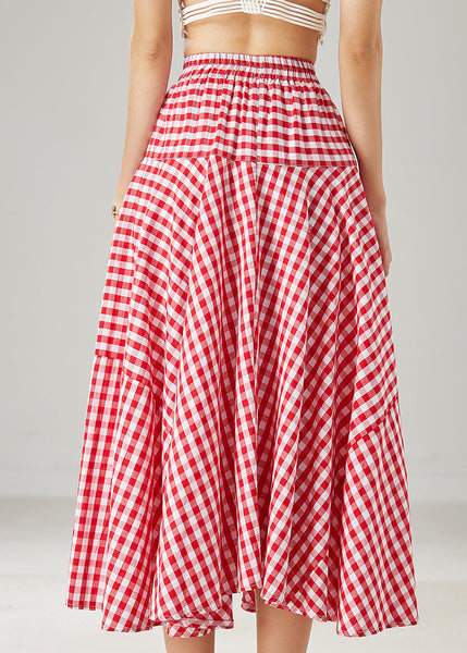Red Plaid Cotton Holiday Skirts Exra Large Hem Summer AZ1032 shopify