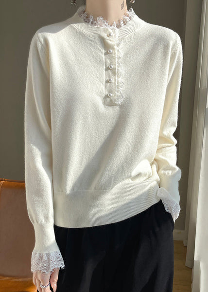 Chic Red Lace Patchwork Wool Knit Sweaters Fall QP065 OL-NTP241001