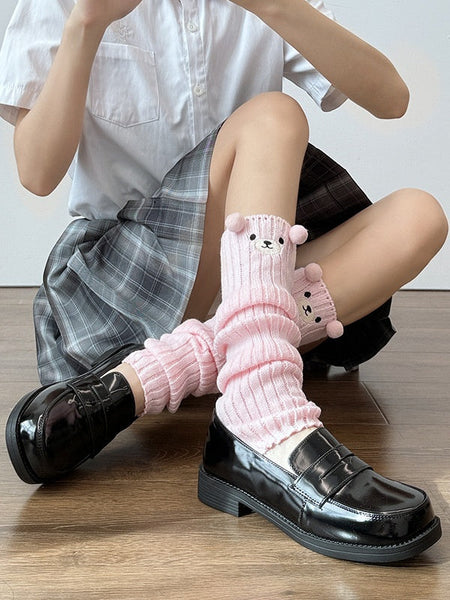 Cute Leg Warmers Knitted Colors 4 Bear Pattern FashionChic