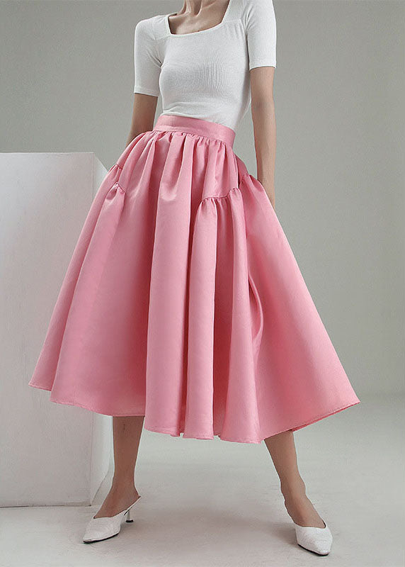 Plus Size Vintage Pink pleated Skirt Spring AJ1013 shopify