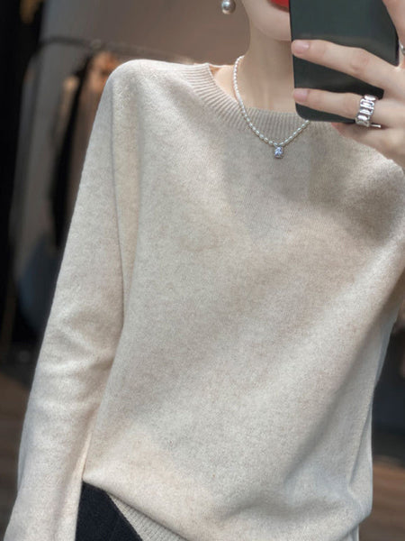 Casual Blue Round-Neck Long Sleeve Sweater AN1059 Genistyle Shop