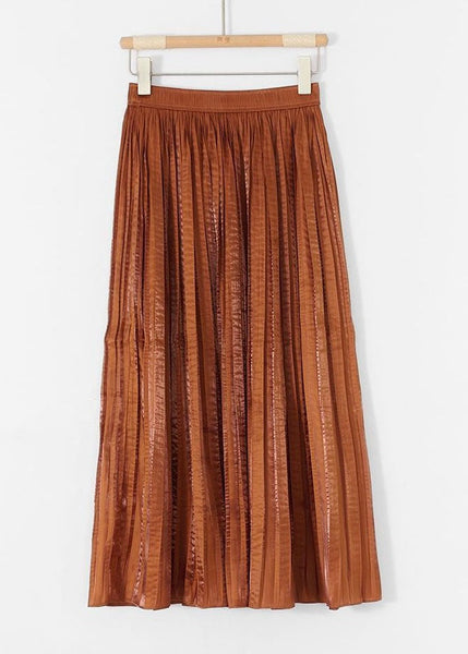 Women Caramel Wrinkled Patchwork Silk Skirts Summer AZ1020 shopify