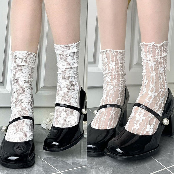 Pattern Floral Socks Options Breathable Lace 2 FashionChic