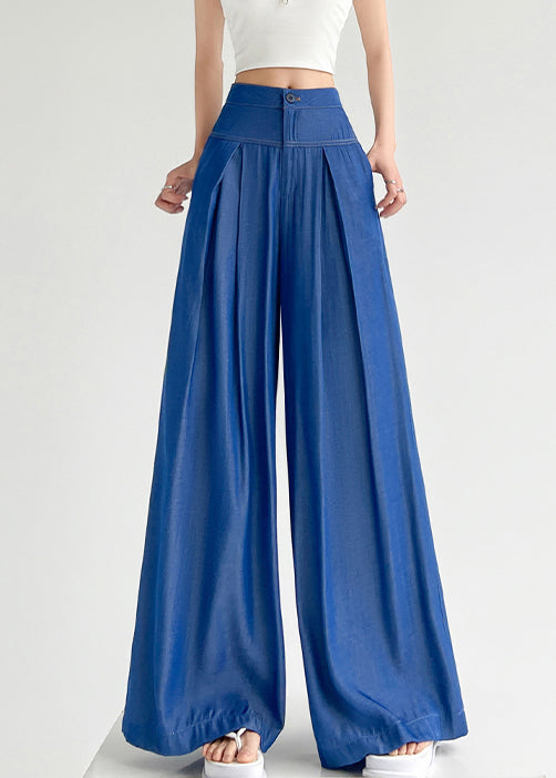 Light Blue Button Denim Wide Leg Pants High Waist NN023 shopify