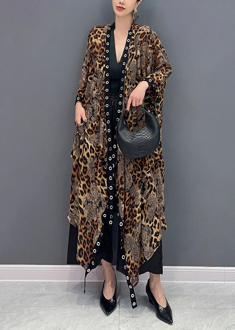 2024 Summer Leopard Cardigan Asymmetrical Design Long Sleeve AO1062 JDML-CDG240909