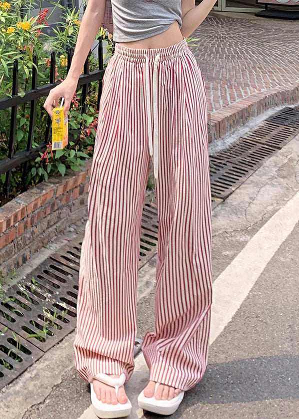 Pink Lace Up Pockets Cotton Pants High Waist Summer NN008 shopify