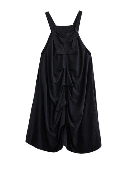 Design Black Square Neck Ruffle Pocket A-Line Suspender Midi Dress WS003 shopify