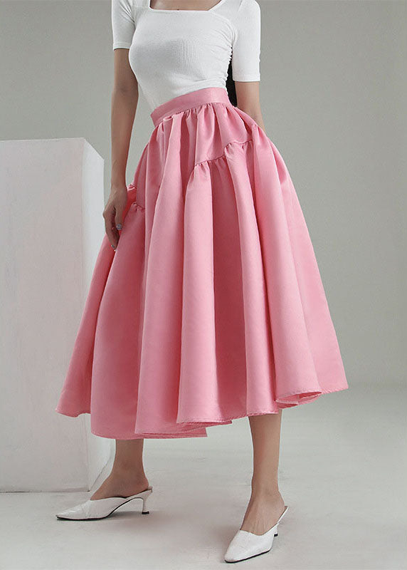 Plus Size Vintage Pink pleated Skirt Spring AJ1013 shopify