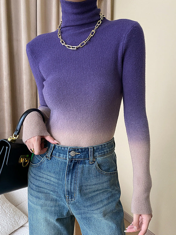 Art Purple High-Neck Gradient Long Sleeve Sweater QX018 shopify