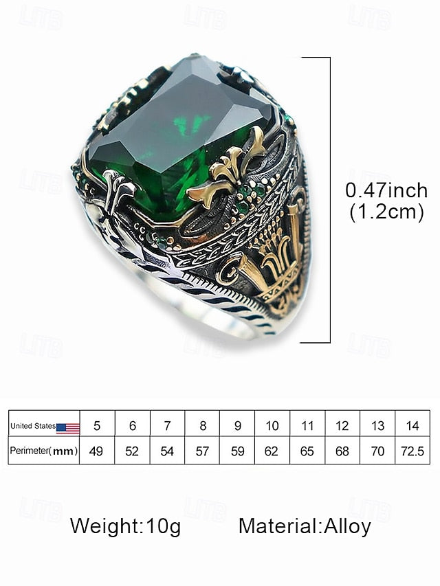 Men's Ring Alloy Gemstone FashionChic