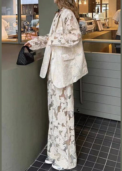 Piece Pants Light Hollow Suit Luxury White Three Vest Set Lace FashionChic