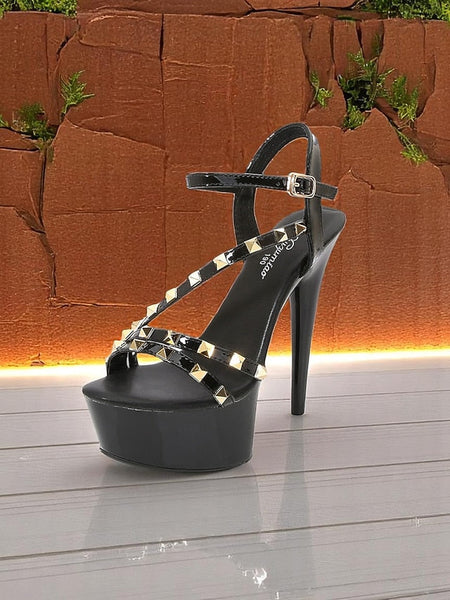 Platform with Studded Women's Straps Heels Stiletto FashionChic