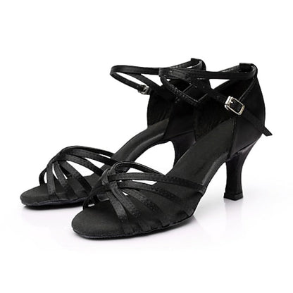 Strappy Women's Dance Satin with and Latin Design Shoes FashionChic