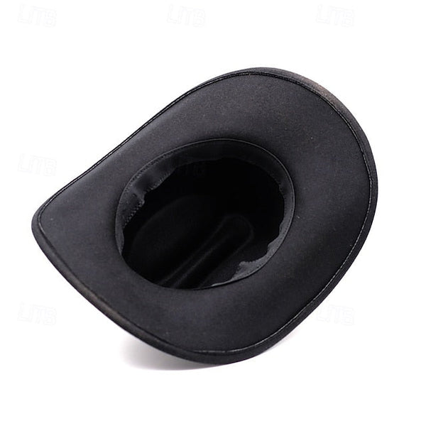 Western Men's Woolen Cowboy Hat Metal Buckle Vintage Knight FashionChic