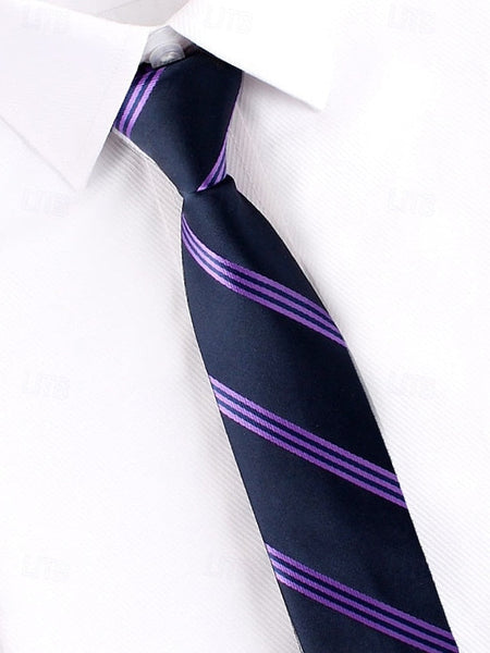 Classic - Narrow Men's Ties Zip and Stripes Pre-Tied FashionChic