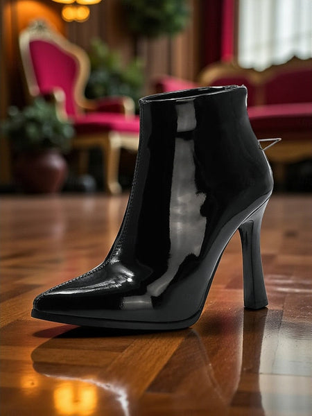 Stiletto Ankle Boots Women's Fur with Faux Gold Lining Heel FashionChic