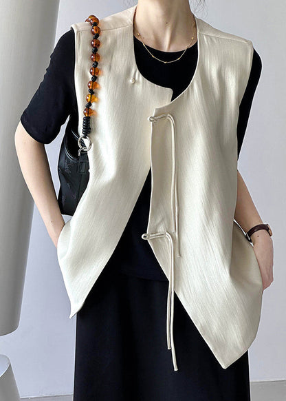 Beige Chinese Button Cotton Waistcoat O Neck Fall AF1062 HS-CTS240914