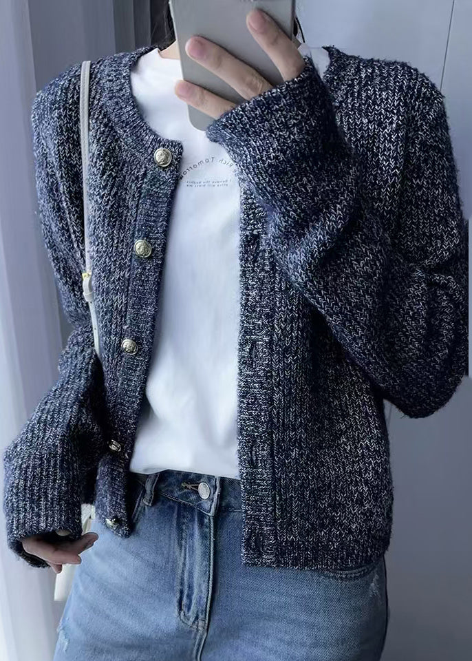 Women Grey O Neck Button Cozy Wool Knit Cardigans Fall QX023 shopify