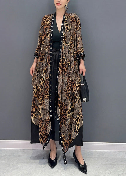 2024 Summer Leopard Cardigan Asymmetrical Design Long Sleeve AO1062 JDML-CDG240909