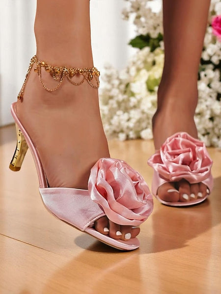 and Accents Heels Open-Toe Satin Women's Wedding Gold with FashionChic