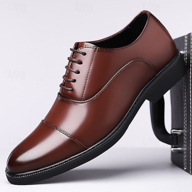Shoes Dress Brown Oxford Design Cap-Toe Classic Men's – FashionChic