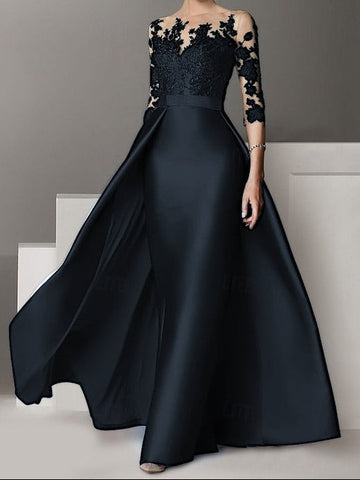 Guest Wedding A-Line Gown Elegant Sweep / Evening Dress Brush FashionChic