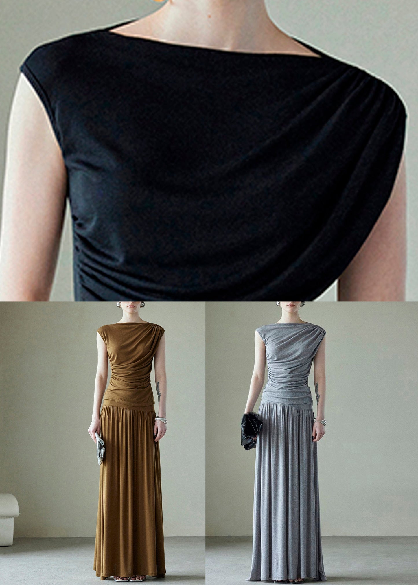 Pieces Wrinkled Brown Set Original Cotton Two Design Simple FashionChic