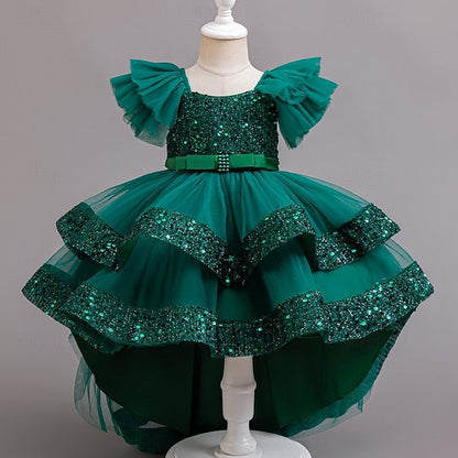 Girls' Wedding Sleeveless Dress Kids Party Special Sequin FashionChic