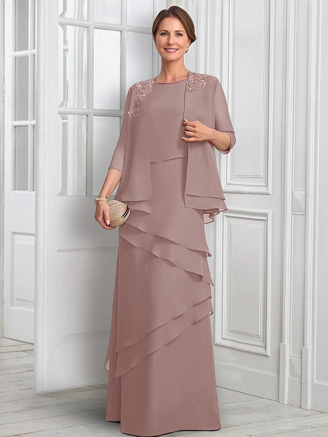 Mother Piece Formal Suit Elegant Bride A-Line Two Dress the of FashionChic