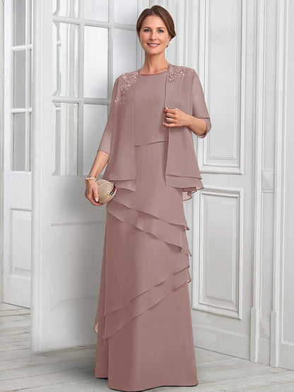 Mother Piece Formal Suit Elegant Bride A-Line Two Dress the of FashionChic