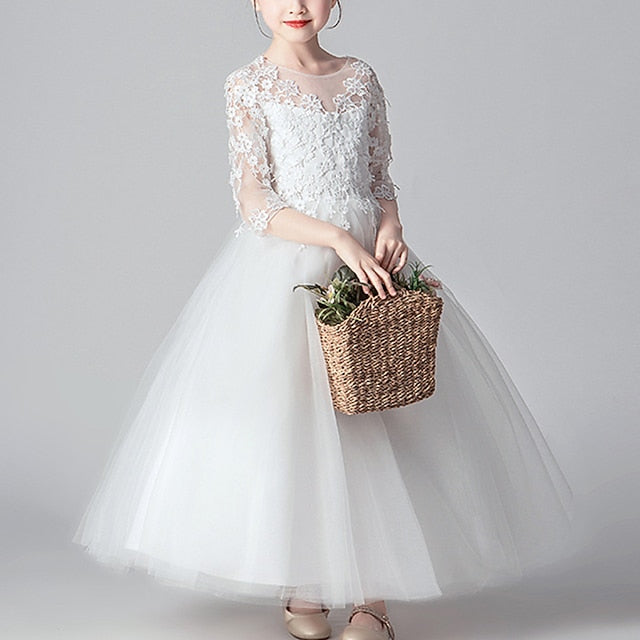 Party Kids Dress Girls' Color Girl Solid Flower FashionChic
