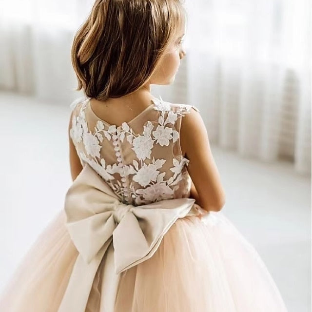 Girl Flower Dress Color Kids Girls' Solid Party FashionChic