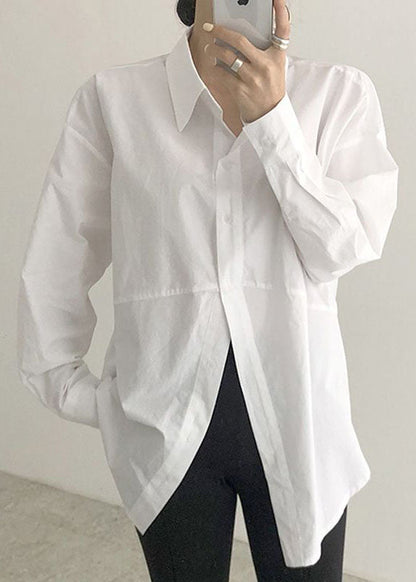 Modern White Peter Pan Collar Button Top Spring TT1004 shopify