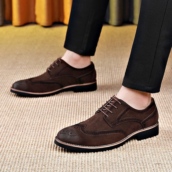 Brogue Brown Vintage Lace-Up Derby Men's Dress – Shoes FashionChic