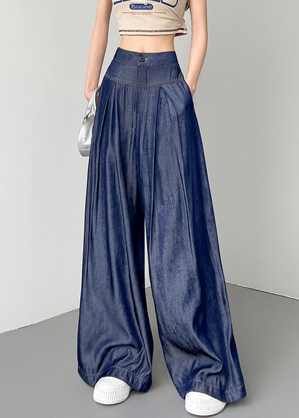 French Navy Pockets High Waist Denim Pants Summer NN007 shopify