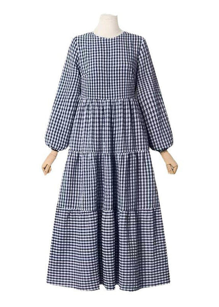 Cotton Dresses Simple Plaid Spring Maxi Green FashionChic