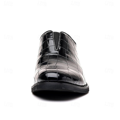 Shoes Pattern Men's Burgundy – Dress Crocodile Slip-On FashionChic