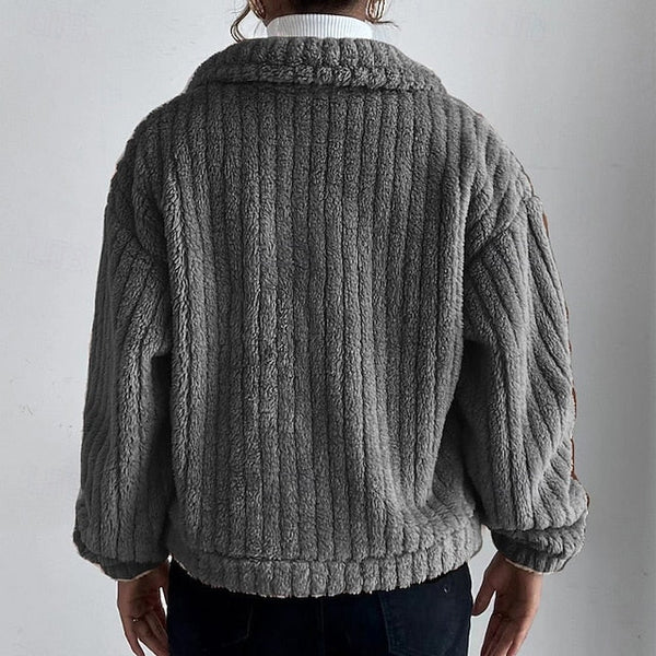 Casual Plain Coat Warm Teddy Women's Buttons Comfortable FashionChic