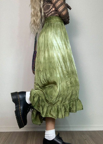 Beautiful Green Wrinkled Patchwork Print Cotton Skirt Spring AZ1025 shopify