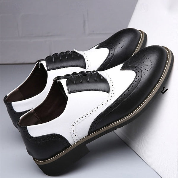 Shoes in Oxford White Two-Tone Brogue Dress Wingtip Men's FashionChic