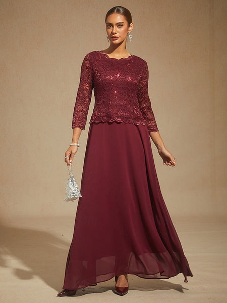 Women's Maxi Dress Chiffon Dress Lace Sequins Embroidered FashionChic