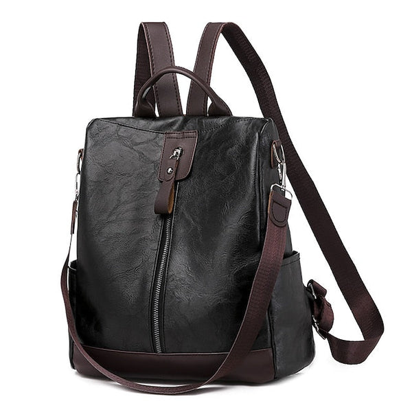 Convertible Backpack Faux Leather Caramel Purse Women's FashionChic