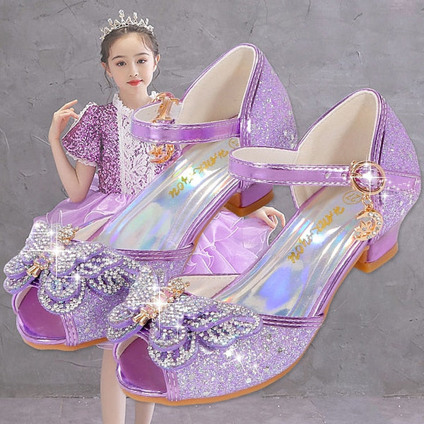 Bowknot – Glitter Sparkly Princess Silver Girls' Shoes FashionChic